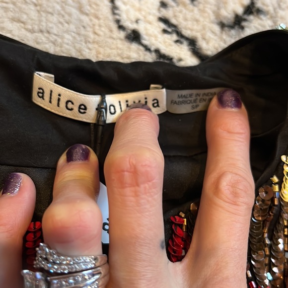 SOLD NWT Alice + Olivia Sequin & Beaded Jacket with Multi Colored Block Small - Picture 10 of 15